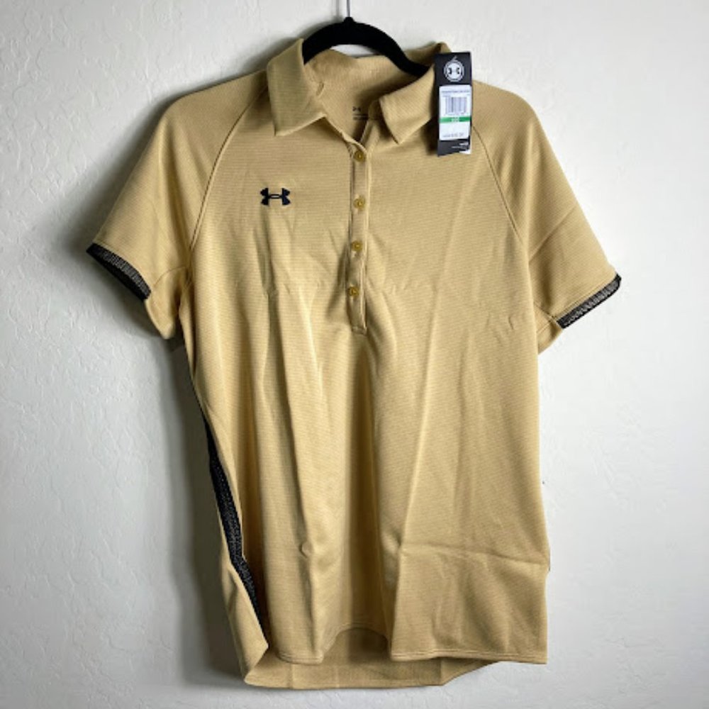Under Armour Yellow Tan Rival Polo Shirt NWT Size L